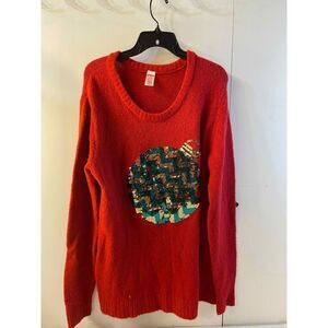 Holiday red Christmas Ornament Sequins Sweater